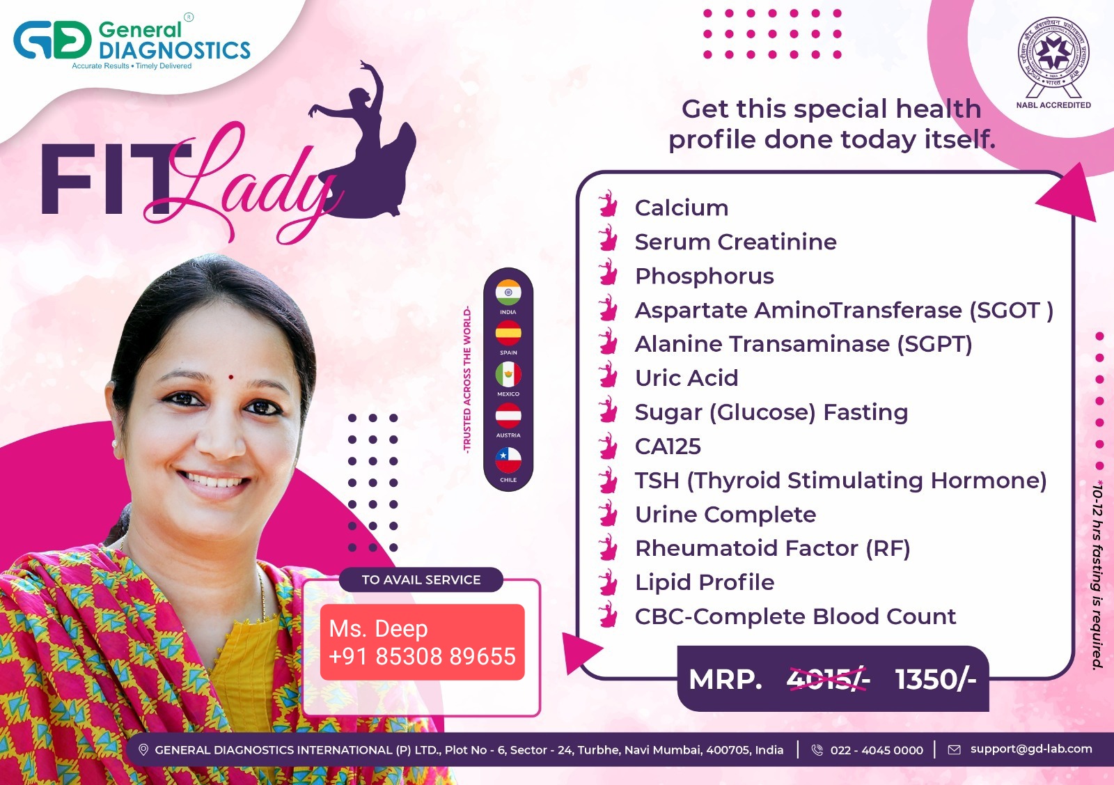 FIT Lady Health Profile brochure leaflet
